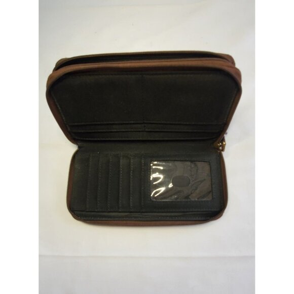 Beverly Hills Polo Club Wallet Snake Skin Leather Brown Zip Around - Picture 3 of 7